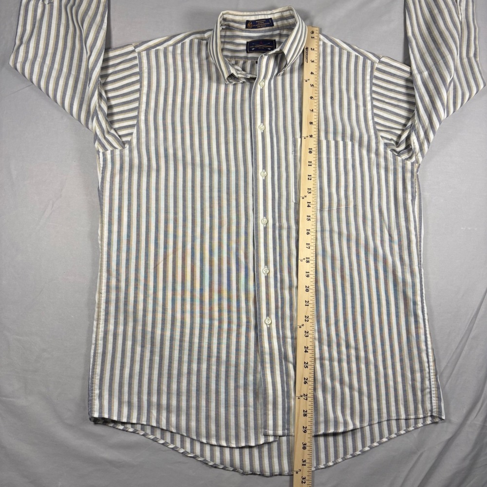 Arrow Company Mens 16 32/33 Striped Oxford Shirt Button Down Blue Vintage USA - Picture 5 of 7
